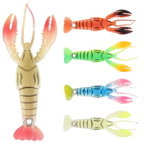 5pcs Soft Crawfish Fishing Lures Set, Wear-Resistant Artificial Baits, Life-Like Soft Plastic Baits for Freshwater and Saltwater Fishing, Suitable for Bass and Trout Anglers
