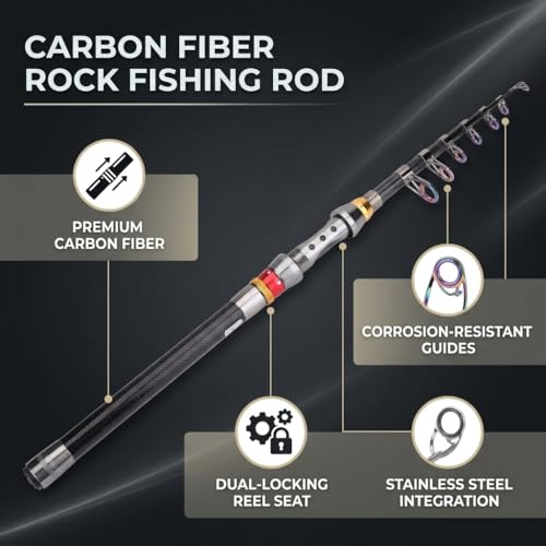 Telescopic Fishing Rod,Portable Lightweight Compact Carbon Fiber Rod for Travelers Campers Fishing Trips Camping Adventures