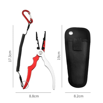 Multi-Functional Fishing Pliers – 1 Set Aluminum Alloy Fishing Pliers with Molded PVC Sheath & Steel Wire Lanyard for Outdoor Fishing, Durable & Portable Fishing Tool