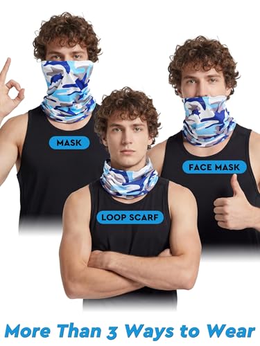 9 Pieces Men Balaclava Neck Gaiter Face Mask Summer Sun Protection Cooling Breathable Head Cover Scarf Bandana - color: Classic Camouflage