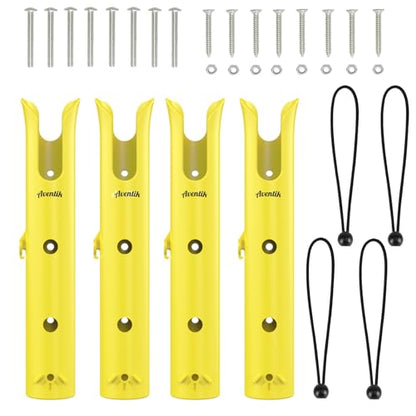 Aventik Tube Fishing Rod Holder Bracket Wall Mounted Boat Side Mount Tool Holder Tube Links with Screws 1/2/3/4/6 Pole Tube Fishing Rod Holders - color: 4-Pole Yellow