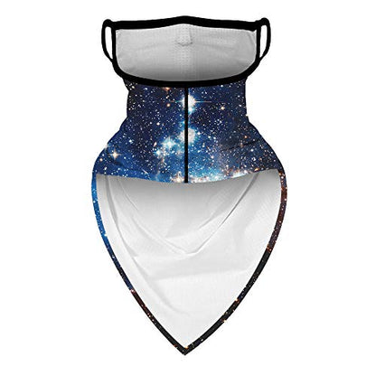 YAYOUREL Neck Gaiter Face Mask Bandanas for Men Women UV Face Scarf Cover Ear Loop Hole Facemask for Fishing Running Cycling - color: Blue Black White