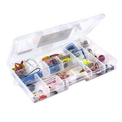 MEIJIA Outdoor Fishing Tackle Boxes, Plastic Box, Plastic Storage Organizer Box with Removable Dividers - Fishing Tackle Storage,Off-White - size: Large