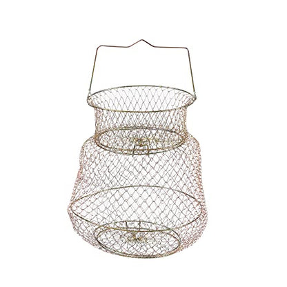 Rustproof Fish Basket Collapsible Floating Galvanized Steel Wire Fish Net Cage for Dock
