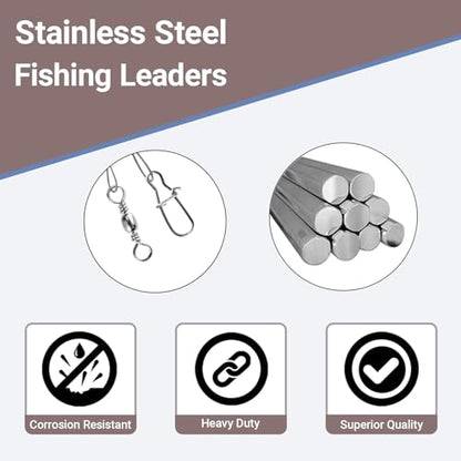 Atibin Stainless Steel Fishing Leaders Freshwater Fishing Rigs Wire Leaders Lures High Strength Wire Leader Fishing White Nickel - size: #3 (9.8in-40lb) 30pcs