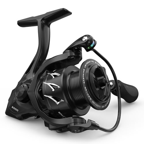 KastKing Spartacus II Plus Spinning Reel – IPX5 Waterproof Freshwater/Saltwater Fishing Reel, 22LB Drag, 5.2:1 Gear Ratio, 7+1 Stainless Steel Bearings, Instant Anti-Reverse, Anodized Aluminum Spool - size: 2000