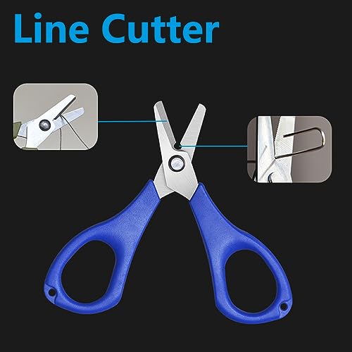 Fishing Fishing Scissors for Braided Line, Fishing Line Cutter Saltwater and Freshwater, Fishing Serrated Shears with Split Ring Function, 4.3” Blue - color: Blue
