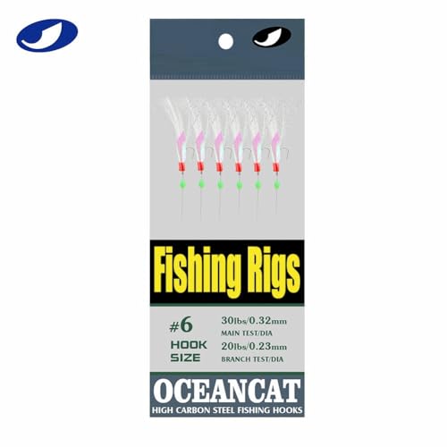 5/10/25/50/100 Packs Fishing Rigs 6 Hook/Set Rainbow Skin Silk String Hook Fishing Lure Saltwater Freshwater Bait Rig Tackle 5#6#7#8#9#10# - size: 7#-10 Packs