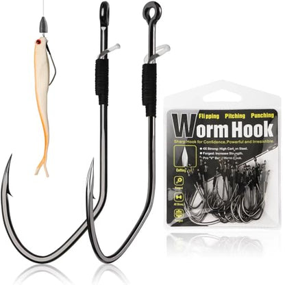 Dovesun Weedless Worm Hooks Wacky Rig Hooks Texas Rig Hooks 30PCS Professional V Bass Fishing Hooks for Freshwater Saltwater 1/0 2/0 3/0 - size: 2/0 * 30PCS, style: Professional "V" Hook With Baitkeeper
