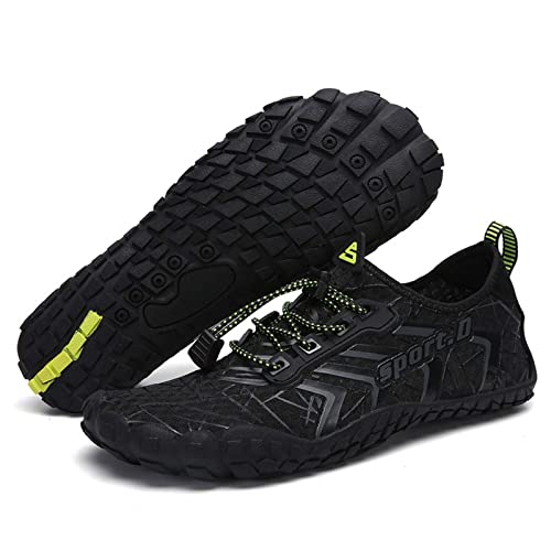 UBFEN Water Shoes for Men Women Quick Dry Swim Aqua Socks | Lightweight Barefoot-style Fit, Rubber Sole, Hiking, Fishing, Kayaking, Beach, Pool, Boating, Diving And Water-to-land Wear - color: Black, size: 5 Women/4 Men