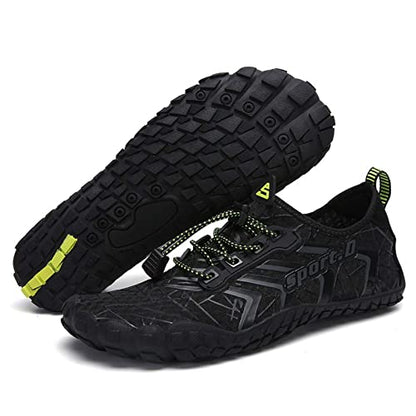 UBFEN Water Shoes for Men Women Quick Dry Swim Aqua Socks | Lightweight Barefoot-style Fit, Rubber Sole, Hiking, Fishing, Kayaking, Beach, Pool, Boating, Diving And Water-to-land Wear - color: Black, size: 7 Women/6 Men