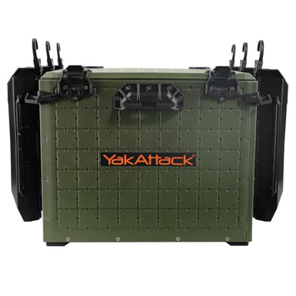 YakAttack BlackPak Pro Kayak Fishing Crate - Ranger Green | 16" x 16" Riggable Kayak Gear Storage System with Hinged Lid, GridLoc Mount Panels & 6 TetherTube Rod Holders | Lightweight Tankwell Crate - color: Ranger Green, size: 16"x16"x13"