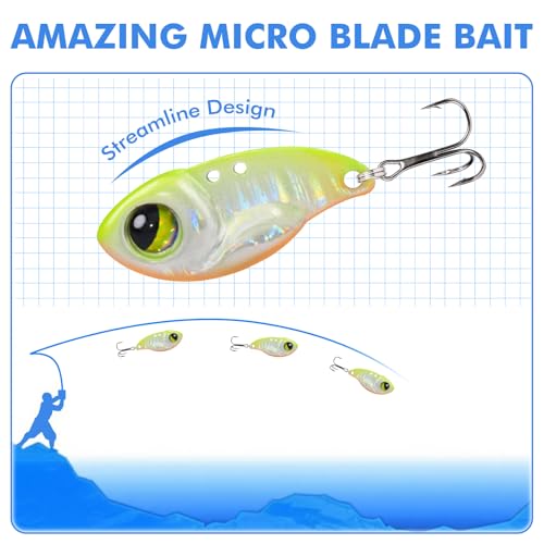 TRUSCEND Vibespinner Easy Catch Fishing Lures with BKK Hooks, Tail Spinner Baits with 4 Actions, Vibrating Swimming Flashing & Jigging for More Bites, Spoon Lures for Bass Trout Crappie Walleye Pike - color: C-0.06oz-0.65"
