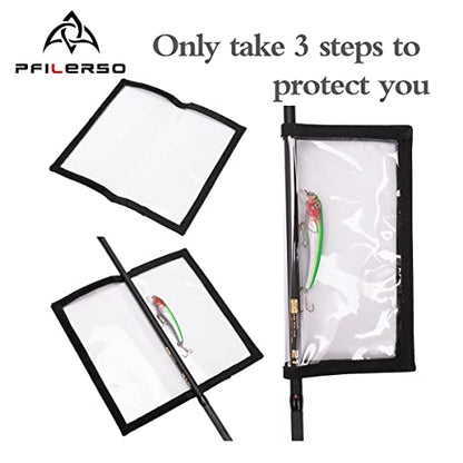 Fishing Lure Wraps 12PCS Clear See-Through PVC Fishing Lure Covers Protect Children Pets and Fishermen Safe from Sharp Hook Transparent Lures Fishing Bait Hook Storage 6L+6M - color: 12Pcs（6L+6M）