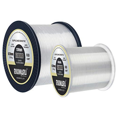 RIKIMARU Fluoro Fishing Line, 100% Soft Fluorocarbon Coated Fishing Line - size: 30 lb/0.47 mm/1200 yds