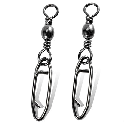 QISHUO High Strength Fishing Swivels Stainless Clips Steel Snap Swivels Barrel Connector Saltwater Swivel Fishing Rolling Black Nickel - size: Size 2/0+L (88lb) 25 pcs
