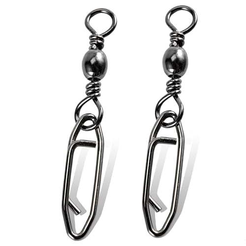 QISHUO High Strength Fishing Swivels Stainless Clips Steel Snap Swivels Barrel Connector Saltwater Swivel Fishing Rolling Black Nickel - size: Size 9+S (44lb) 50 pcs