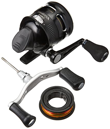 Zebco Omega Pro Spincast Fishing Reel, Dual Ceramic Pick-up Pins, Solid-Brass Pinion Gear, GlideLine ll Line Retrieval System, Pre-Spooled
