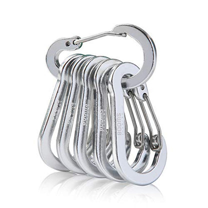 Booms Fishing CC1 Multi-Use Carabiner Clip, 6 Pack Small Caribeener Clips, Mini Keychain Caribeaner Clip 2 inch, Aluminum D Ring Carabiners, Multi-Colored - color: Silver, 6pcs