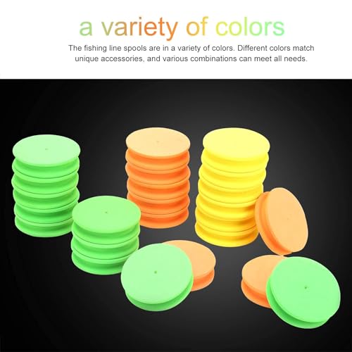 HERCHR 24PCS 68mm Round Fishing Line Foam Spools, Fishing Rigs Spools Foam Boards Fishing Line Storage Holder with Storage Box Fishing Winding Boards Fishing Line Spooler Winder