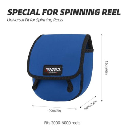 RUNCL Spinning Reel Bag – Protective Storage Pouch for Baitcasting Reels & Spinning Reels, Lightweight & Durable, Ideal for Freshwater & Saltwater Fishing Trips (Blue & Black) - color: S-Blue & Black
