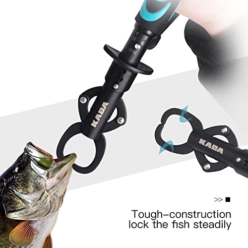 kaba Fish Lip Gripper with Scale, 40 Pound Stainless Steel Fishing Gripper Professional Fishing Lip Grabber Tool, Fish Grabber Clip Fish Control Tackle - color: Set-blue