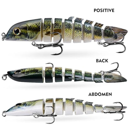 Crankbait Fishing Lure Pike Muskie Lures Lifelike Multi Jointed Swimbait Segement Hard Minnow Bait Treble Hook - color: HS075DEF-3pcs/set