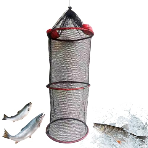 Fishing Net Bucket - Fish Drying Rack, Hanging Fish Dryer | Caught Mesh Net Basket for Outdoor Floating Water Fishes, Fishing Supplies, Foldable Fish Basket - size: 25x30cm