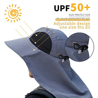 Sun Hat for Men Women with Neck Flap,UPF 50+ UV Protective Hiking Fishing Hats,Wide Brim Sun Hat for Women&Men - color: 1pack-beige Camo