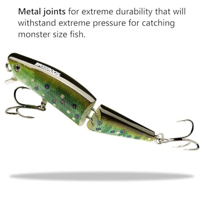 BASSROCK Minnow Swimbait Bass Trout Fishing Lure with Movable Lip Hard Bait 3.5” 1/2oz - color: Brook Trout