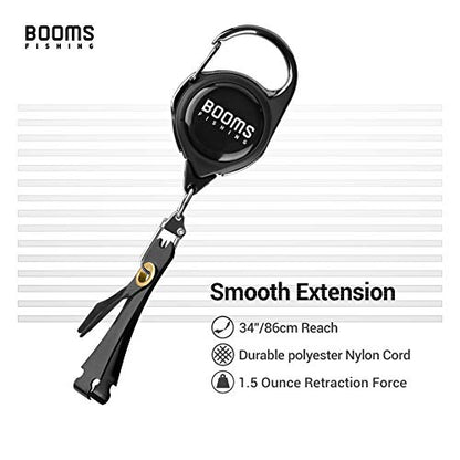 Booms Fishing FC2 Fishing Knot Tying Tool, Fly Fishing Line Cutter, Fishing Clippers with Retractor - color: Black