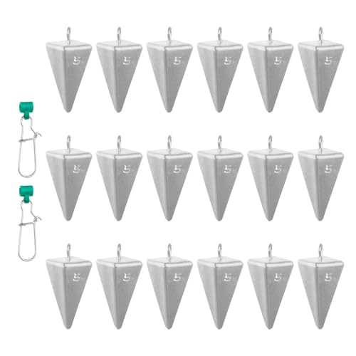 Pyramid Sinkers -18 Pieces - Tangle-Free Saltwater Surf Fishing Weights with 2PCS Sinker Slider for Ocean, Beach, Pier Fishing Gear Tackle - style: 18pcs-5oz