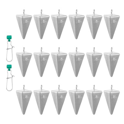 Pyramid Sinkers -18 Pieces - Tangle-Free Saltwater Surf Fishing Weights with 2PCS Sinker Slider for Ocean, Beach, Pier Fishing Gear Tackle - style: 18pcs-5oz