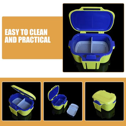Dual-Layer Portable Bait Holder Box with Large Capacity, Yellow Worm and Red Worm Storage Case for Fishing, Waist-Hanging Live Bait Container for Anglers