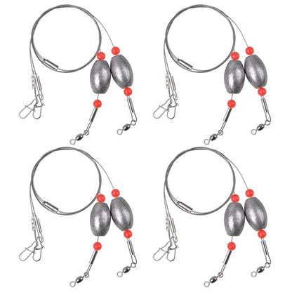 Egg Sinkers Fishing Weight Rigs, 8pcs Stainless Steel Wire Leader Rigs with Sinker Weights Carolina Rig for Flounder Catfish Saltwater Fishing 1/2oz-2oz - size: 2oz-8pcs