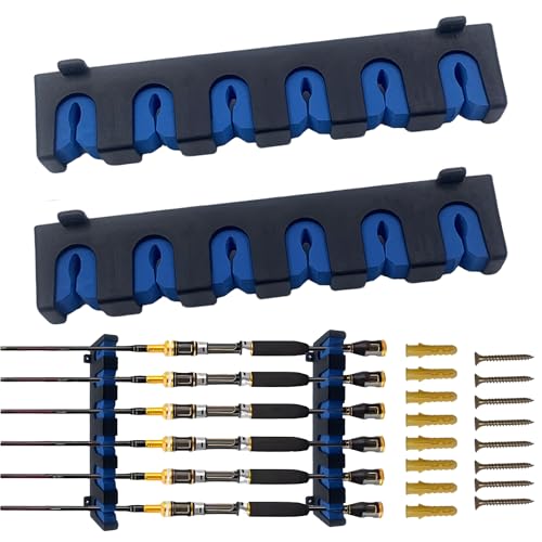 Keenorika Horizontal Fishing Rod Rack, Wall Mounted Fishing Rod Holder, Fishing Pole Organizer for Garage, Boat, Cabin, Heavy Duty Rod Holder for 6 Fishing Poles, Indoor/Outdoor Fishing Gear Storage - style: Horizontal hanging