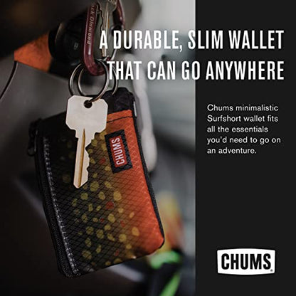 Chums Surfshorts Wallet - Lightweight Slim Wallet with RFID Blocking Card & Clear ID Window - Zippered, Water Resistant w/Key Ring (Pink/Blue Swirl) - color: Pink/Blue Swirl