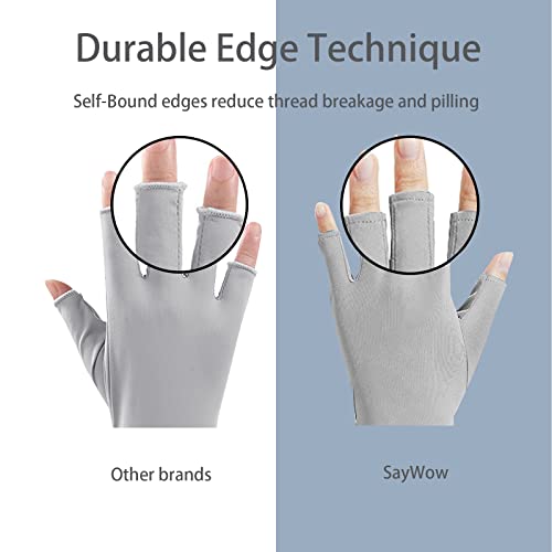 SayWow Fingerless Gloves for Women Sun UV Protection for Touchscreen, Gel Manicures, Driving - color: Grey