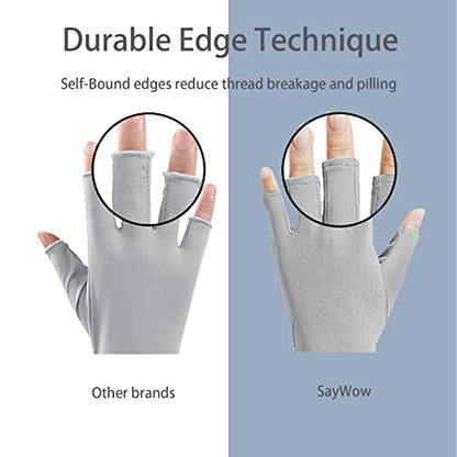 SayWow Fingerless Gloves for Women Sun UV Protection for Touchscreen, Gel Manicures, Driving - color: Black