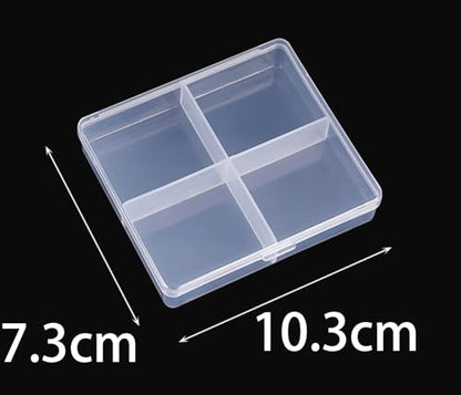 2 Pack Clear Plastic Bead Storage Containers 4 Grid Organizer Box Small Compartment Organizer Box Fishing Lure Box Tackle Box Organizer Multi Compartment Storage Box Utility Container Case