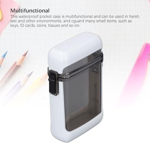 Pocket Case, Transparent Sealing Multifunctional Badge Holder Case with Lanyard for ID Cards Keys, Ideal for Swimming Rafting Beach Outdoor (White) - color: White