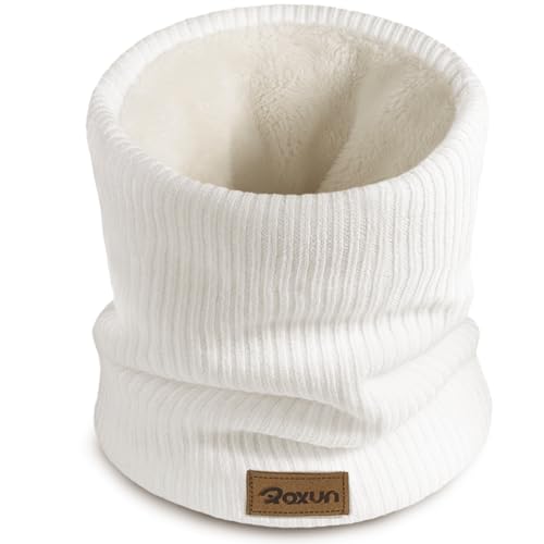 ROXUN Winter Neck Gaiter, Neck Warmer Cover Ski Gaiters for Men/Women | Soft Thick Fleece; Gentle on Skin; Stretchy Fit; Multi-function; Elegant Chic Look; Multi-color Options - color: White