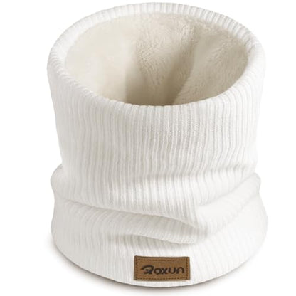 ROXUN Winter Neck Gaiter, Neck Warmer Cover Ski Gaiters for Men/Women | Soft Thick Fleece; Gentle on Skin; Stretchy Fit; Multi-function; Elegant Chic Look; Multi-color Options - color: White