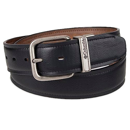 Columbia Men's 2-in-1 Reversible Casual Leather Belt – Versatile Everyday Style, Dual-sided Strap - color: Tan/Black Stretch, size: Small (30-32)