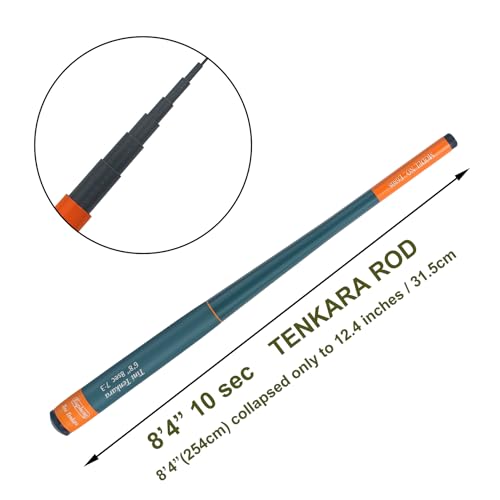Eupheng Tini Tenkara Rod Carbon Fiber 7:3 Action in 6/7/8/9ft, Beginner Friendly Tenkara Fishing Rod, Ideal Portable Telescopic Rod for Stream & Trout Fishing - size: 8'4" 10sec
