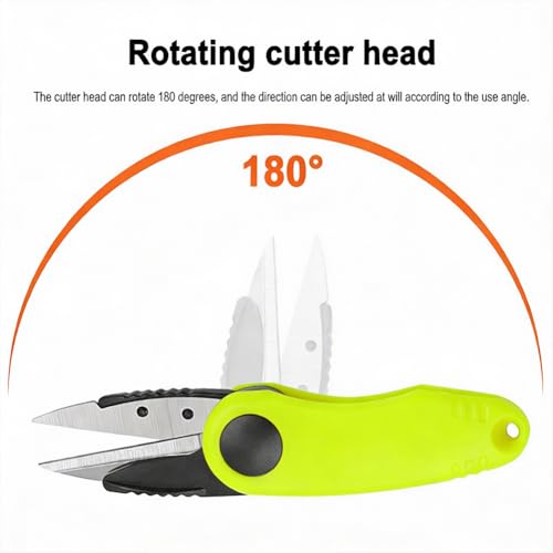 Fishing Scissors, Folding Micro Scissors for Braided Fishing Line Stainless Steel Fishing Line Cutter with Non-Slip Rubber Handle(Yellow)