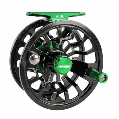 Aventik FLK II Fly Fishing Reel Aluminum Trout 3/5, 5/7, 7/9wt Large Arbor Freshwater Fly Reel - size: 5/7wt, style: Black-without Line