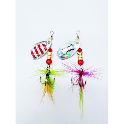 Fishing Spinner Baits Lures Kit for Trout Bass Salmon Lures with Treble Fishing Hooks, Rooster Tail Fishing Gears Spoons Effective in Freshwater/Saltwater - color: 10pcs/box with Rooster Tail