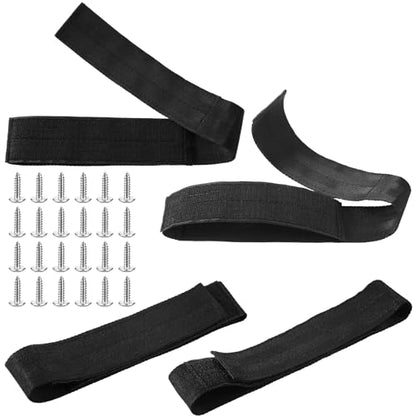 Arrowbash 4 Pcs Fishing Rod Straps for Boat Deck 28.1'' Nylon Rod Straps( up to 5) with 24 Screws Secure for Fishing Boat Accessories - color: Black