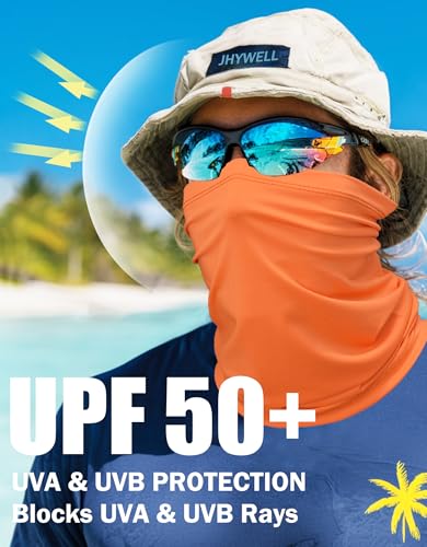JHYWELL Cooling Neck Gaiter Face Mask, UV Protection Masks Gator, Windproof Bandana for Skiing, Fishing, Hiking, Cycling - color: Neon Orange